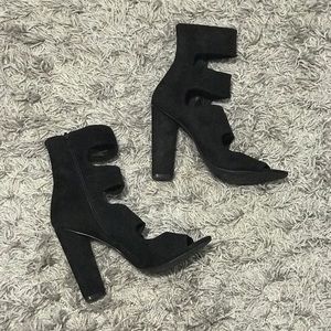 STEVE MADDEN faux suede cut out heels - BLACK